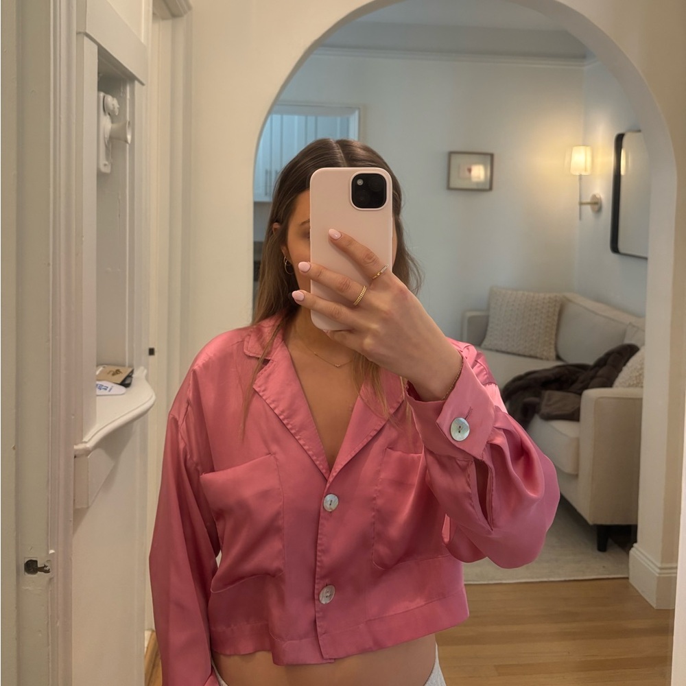 Zara Fuchsia Satin Blouse